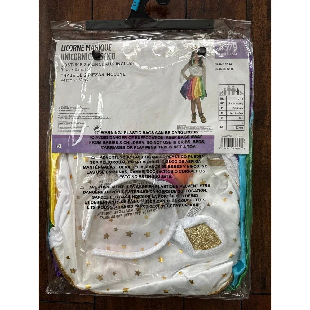 Mystical Unicorn Girl Fantasy Fancy Dress Up Halloween Child Costume L NEW